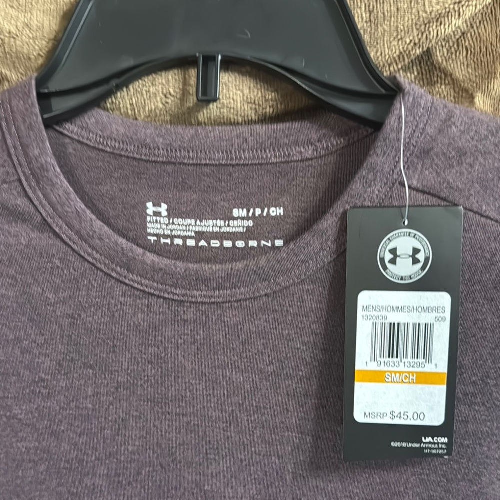 Under Armour Men's Threadborne 3/4 Sleeve Purple Shirt — Fitted — Small - Picture 2 of 3